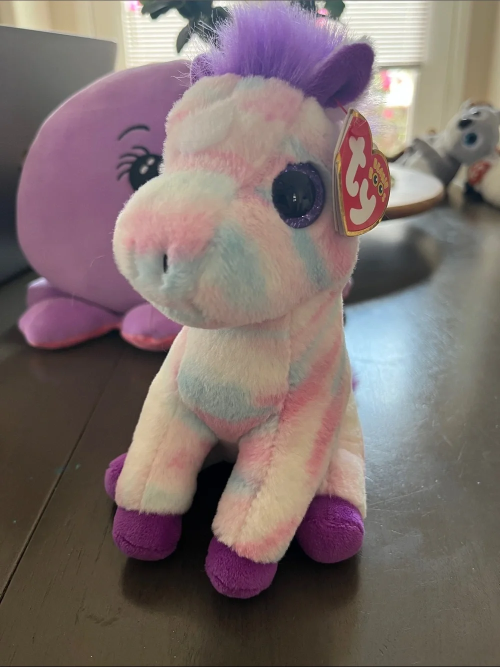 Ty Purple Octopus Plush Toy - Cute Sparkle Accent with friends